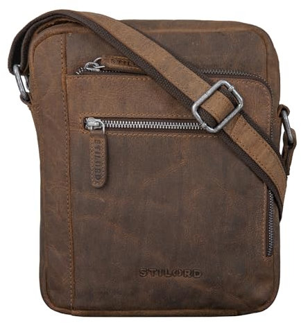 STILORD 'Bruce' Vintage Herrentasche Ledertasche Kleine Umhängetasche für Männer 9.7 Zoll iPad Tasche im Vintage Stil Echtes Leder, Farbe:colorado - braun