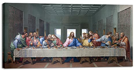 Wieco Art Leinwanddrucke Das letzte Abendmahl von Leonardo Da Vinci, klassische Kunstreproduktionen, Jesus, Leinwandbild, Wandkunst für Heimdekoration
