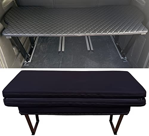 BREMER SITZBEZÜGE Multiflexboard kompatibel mit VW T5 T6 T6.1 Multivan Bettverlängerung Camper Schlafauflage Höhe 51cm inkl. Konsolen & Klappmatratze Kunstleder Gestepptes Muster D01GES