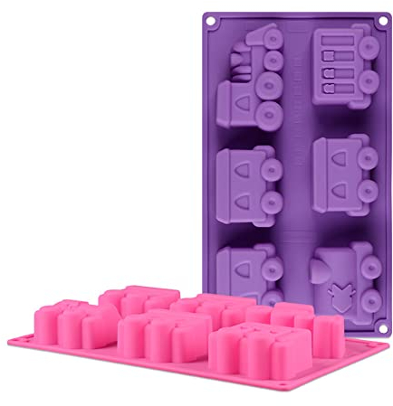 CANDeal 2 STÜCKE Cartoon Zug Silikonform Muffinform Cupcake Backform, Silikonform DIY Seife, Geleeformen, Eiswürfelformen