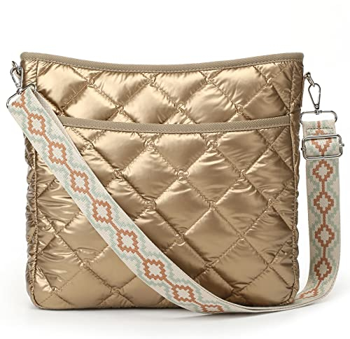 Lychii Gesteppte Tote Tasche, Umhängetasche Schultertasche Handtasche, Puffer Tote Bag - Daunen-Baumwolle(30 * 6 * 30cm), Goldene