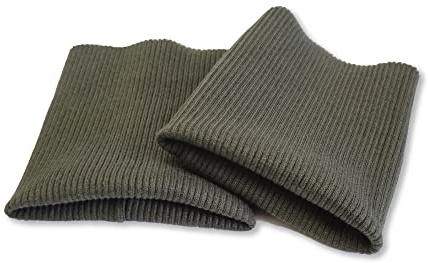 USIT, 2 Stück Ärmelbündchen für Schneiderbedarf aus Baumwolle, 8x9 cm, Ideal zum Reparieren von Pullovern und Sweatshirts, Olivgrün