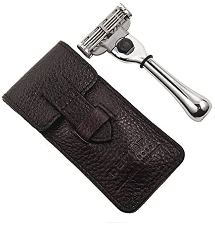 Parker Travel Mach 3 Compatible Razor with Leather Case Modell TravM3