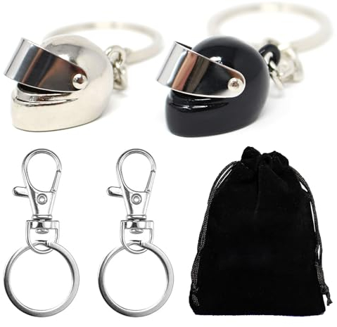 GENSMILE Portachiavi Casco Moto Regalo per Uomo - Confezione da 4 Portachiavi Idee Regalo per Motociclisti Accessori Locomotiva Gadget per Uomo Donna nel Compleanno (2 Caschi Regolari 2)