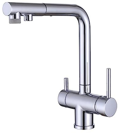 3 Wege Küchenarmatur Ausziehbar mit Brause Wasserhahn Küche Chrom Küchenarmatur Messing Schwenkbar Spültischarmatur Küche 3 Wege