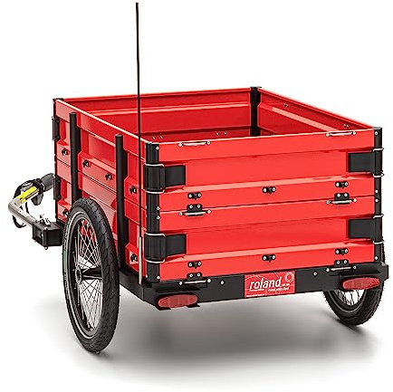 ROLAND Fahrradanhänger Carrie M.e, inkl. Doppelbordwand, Handwagen, für Lasten, E-Bike, mit Deichsel, Kupplung, Aluminium