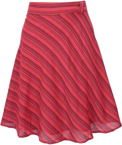 GURU SHOP Jupe d'été légère à rayures en coton bohème pour femme, rouge, Einheitsgröße