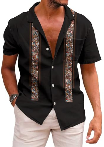 KYKU Mexican Guayabera Shirts for Men Summer Button Down Shirt, Traditional, 3XL