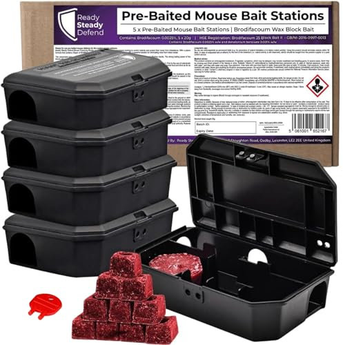 Pre Baited Mouse Boxes - 5 Pack for Effective Mouse Box Traps, Ideal Mouse Trap and Mouse Traps for Indoors Solution, Quick Setup and Ready to Use - Professional Bait For Indoors