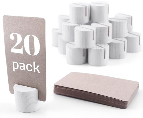 TOROS STORE Mini-Tischnummernhalter aus Holz, Tischkartenhalter, Namenskartenhalter für Tische, Holzbild- und Schilderhalter, Weiß, 20 Stück