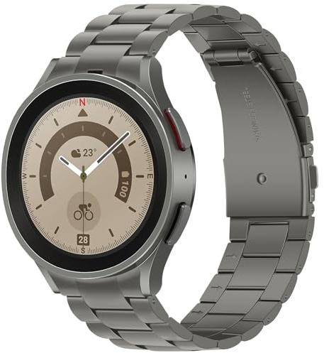 Anlinser Kompatibel mit Samsung Galaxy Watch 7/6/5/4/FE Armband 44mm 40mm 6 Classic Armband 43mm 47mm, Kein Gap Metal -Ersatzarmband Kompatibel mit Galaxy Watch 5 Pro/4 Classic, 20MM, Titan