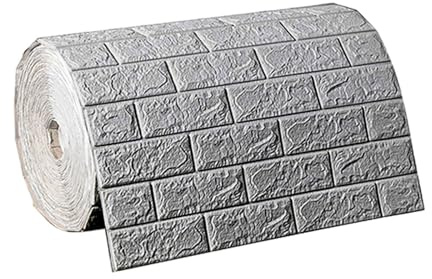 Pannelli da muro in finti mattoni Adesivo da parete 3D Stacca e incolla, Decorazione moderna della parete Carta da parati in schiuma Xpe per alzatina, grigio