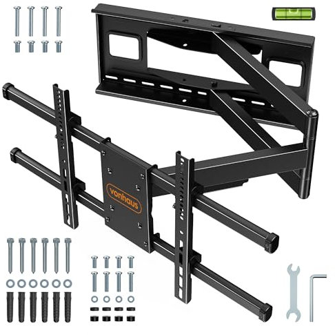VonHaus TV Wall Bracket for 40-85 Screens, TV Bracket with 1m+ Extra Long Articulated Arm & Spirit Level, Wall Mount with Full Tilt & Swivel, 50kg Capacity, Max VESA: 800x400mm
