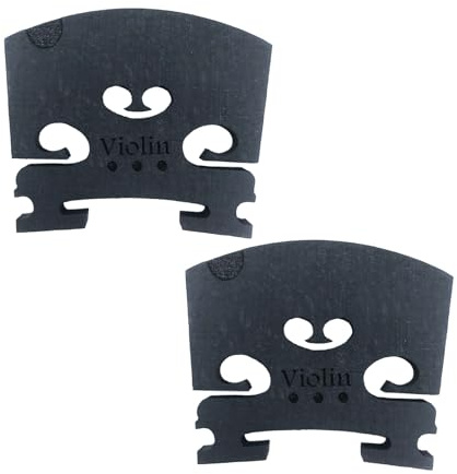 TUOREN 2Pcs Violin Bridge 4/4 Full Size Fine Grade Maple Violin Parts Music Instrument Replacement with E String U-Groove Black