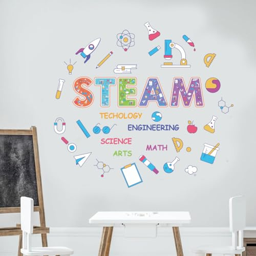 SUPERDANT Colorido adhesivo de pared ciencia vapor adhesivo de pared tecnología ingeniería calcomanía de pared vinilo adhesivo de pared decoración para aula, sala de juegos, dormitorio, sala de estar