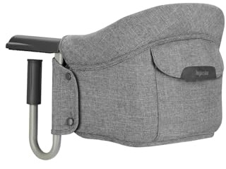 Inglesina Fast Foldable Hook On Seat - Comfortable, Portable Baby High Chair with Soft Padding, Washable Cover, Storage Pocket & Carry Bag - Ideal for Home and Travel (Stone Grey)