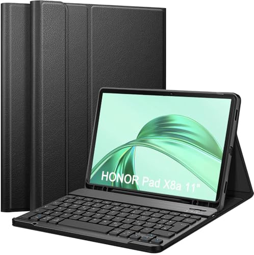 EatronChoi Clavier Coque pour Honor Pad X8a 11 2024, AZERTY Français Amovible Bluetooth sans Fil Clavier Étui Housse pour Honor Tab X8a 11 Pouces