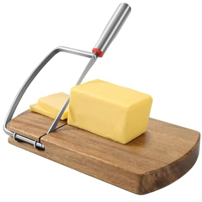 Hxhsgmeh Multipurpose Cheese Slicer Cutter, Wood Cheese Slicers Board with Blade for Block Cheese, Effortless Slicing