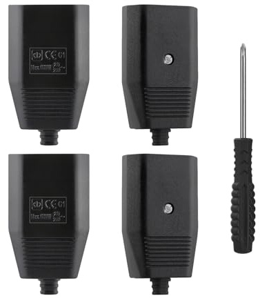 4 Stücke Euro Kupplung 230V Flach, Schuko Eurostecker für Schuko Stecker (Schwarz) - geeignet für Tischlampen und Beleuchtungsgeräte