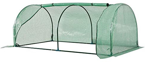 Outsunny Serra da giardino mini serra per pomodori dim. 2L x 1l x 0,8H m Porta con zip Telone PE Acciaio Verde