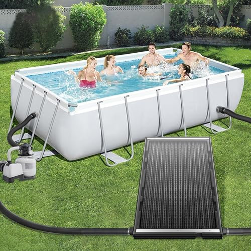 UISEBRT Solar Poolheizung 111,5 x 66 x 6,5 cm, Sonnenkollektor für Warmwasser, Pool Anschluss Ø 50 mm, für Pools und Gartenduschen