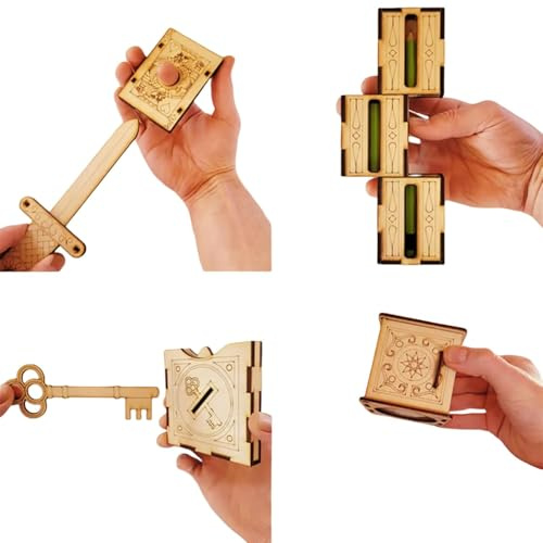 Handgefertigtes Zauberset aus Holz, 2025 neue magische Bleistiftbox, Wort durch Finger Zaubertrick, Schlüssel durch Münzzauber, Schwert durch Finger Zaubertrick, DIY Zauberset
