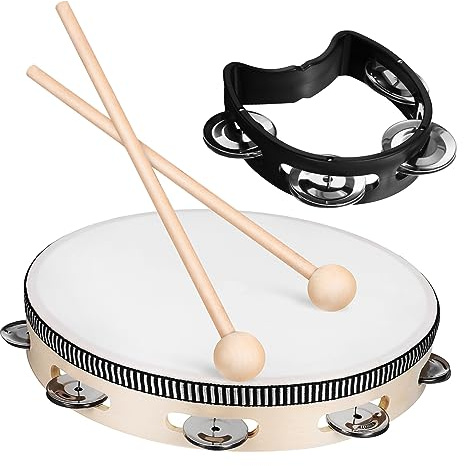BESPORTBLE Tamburin Für Erwachsene Handtrommel Mit Schlägel Percussion Drum Musikinstrument Leicht Zu Greifen Spielen