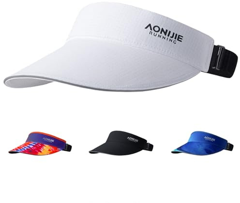 Joscoal Sport Sun Visor für Damen Herren Ultralight Laufvisier Visor Cap Atmungsaktiver mit Verstellbares Kopfband Sonnenhut Baseballhut Breitkrempig Sonne Visoren für Golf Tennis Wandern,Weißer