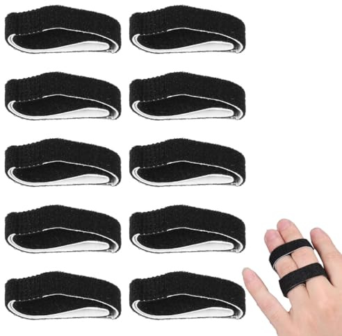 10-Stück Trigger Finger Schiene, Bandage Finger Schwarz, Verstellbare Fingerschutz, Atmungsaktiv Fingerschiene für Ringfinger Mittelfinger, Hammerzehen Korrektoren Uberlappende Zehen Zehenkorrektor