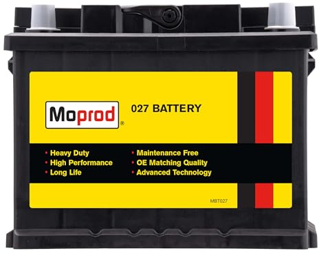 Moprod 027 Group 27 12 V Car Battery – High CCA, AGM Start-Stop Compatible, OEM Fit, black, 60ah