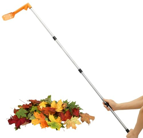 Nettoyeur de gouttières avec manche télescopique 160 cm, 45 °, 120 °, orange, en acier inoxydable, plastique, élimine sans effort les feuilles des toits, la saleté des canalisations bouchées