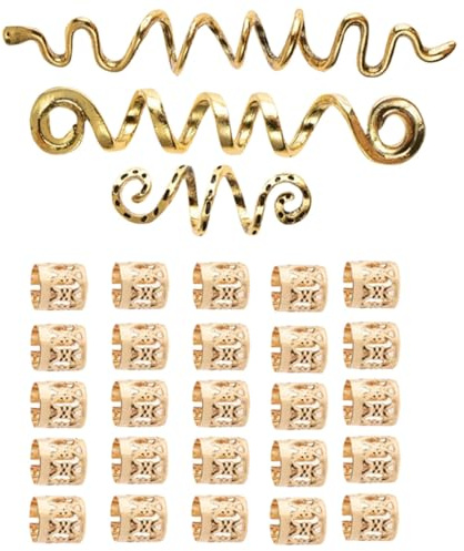 BESTYASH 28pcs Vintage Snake Spiral Dreadlock Hair Jewelry Beads Braids for Men Women Lightweight Braiding Accessories for Dreadlocks and Pirate Hairstyles