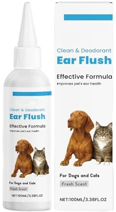 Hitburu Nettoyant Oreille Chien,Solution Auriculaire 100 ML pour Chien | Formule Efficace Contre Démangeaisons Et Hygiène - pour Toilettage Et Nettoyage des Oreilles De Chat