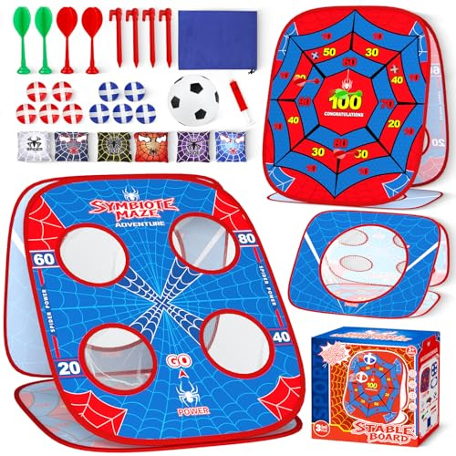 Spider Bean Bag Toss Game for Kids Age 4-8, Cornhole Board Outdoor Toys for Toddlers Party Carnival Outside Games Toy Christmas Birthday Gifts for Kid Boys Girls 3 4 5 6 7 8 9 Year Old