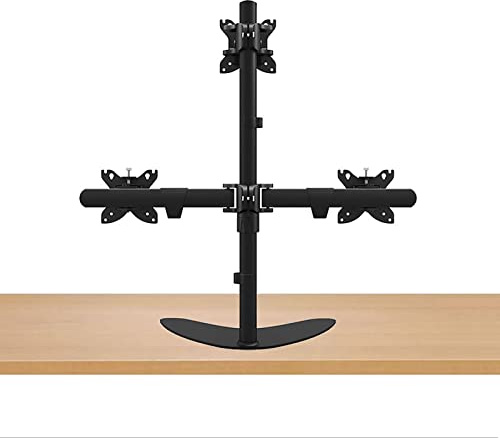 HYJYGM Tre schermate Monte TV Monte, inclinazione, Supporto TV Top Tavolo Girevole, Base TV da Tavolo Regolabile in Altezza, Si Adatta a televisori da 24-30 Pollici, Nero, Argento