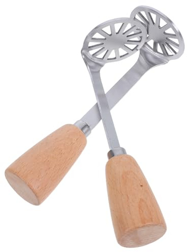 BESPORTBLE Schiacciapatate Manuale Piccolo in Acciaio con Manico in Legno Antiscivolo Set 2 Pezzi Utensile da Cucina Portatile per Patate Avocado e Frutta