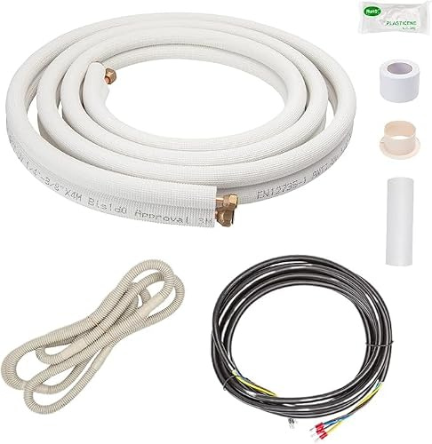 Tuyau de Cuivre Tube en Cuivre pour Climatiseur 1/4 & 3/8 Pièce de Climatisation Split 3M avec un Bobine Isolante Câble HVAC Canalisations Costumes ou Complets
