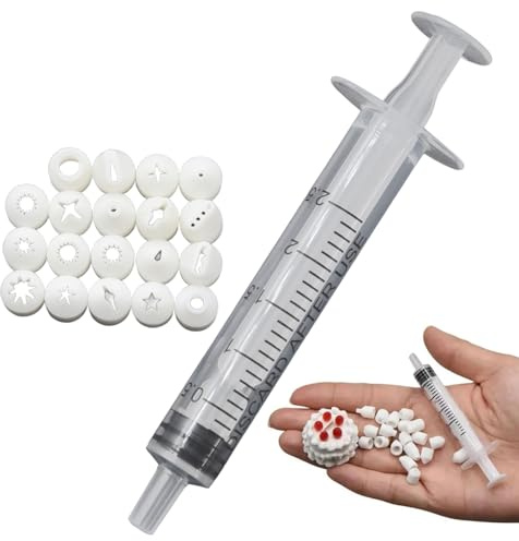 19Pcs Piping Tips, Modeling Toy Mini Piping Tips Set with Syringe, Miniature Cake Decorating Tools for Mini Polymer Clay Dollhouse Cake Crafts, Decoración del hogar