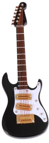 KALLORY Mini Chitarra Elettrica in Legno e Plastica Riproduzione Artigianale Dettagliata e Decorativa con Scatola Regalo per Arredamento da Tavolo per Regalo per Musicisti e Ufficio Musicisti Ufficio