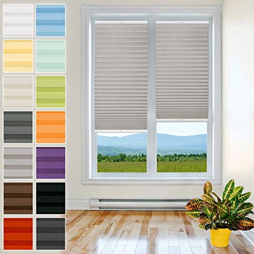 Plisart Premium Plissee Klemmfix Ohne Bohren, Grau 90x220cm, Sonnenschutz, Lichtdurchlässig, Easyfix Rollo Plissees für Fenster, Faltrollo, Jalousie zum Klemmen, Plisseerollo