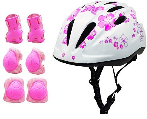 Flickhjälm för cykel, barn cykel rosa hjälm för flickor ungefär åldrarna 3-10 år justerbar och multisport, från småbarn till barn CPSC certicated