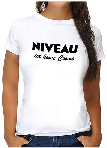 OM3® Niveau ist Keine Creme T-Shirt - Damen - Fun Parodie Statement Sarkastisch Spruch - XXL, Weiß