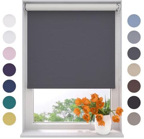 Radeco® Verdunkelungsrollo 150 x 190 cm grau, Größen von 40 bis 240 Breite, ohne Bohren möglich, Rollo wandmontage, Rollo 150 cm breit, Fenster rollos für innen, rollos für Fenster