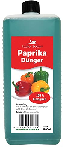 Konfitee Paprika Dünger Flora Boost 500ml I Für bis zu 100L Gießwasser I Dünger für Paprika- & Gemüsepflanzen I Flüssiger Blatt- & Wurzeldünger I 100% natürlicher Pflanzendünger