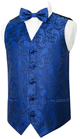 Alizeal Conjunto clásico de chaleco de traje y pajarita de cachemira para niños, 077-azul real, 10