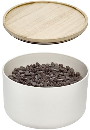 iDesign - Cuenco mediano de plástico reciclado con tapa, colección Rosanna Pansino - 7.75 pulgadas de largo x 7.25 pulgadas de ancho x 5 pulgadas de alto, cuenco de coco con tapa de madera natural