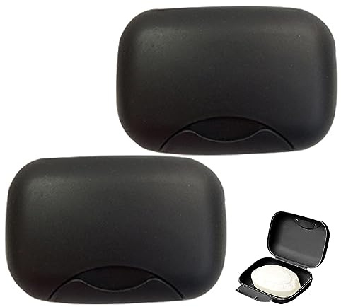 NHBETYS 2 pcs Plastic Soap Dish with Sealed Lid, Travel Soap Bar Case Portable Waterproof Leakproof Soap Holder Box for Home Outdoor Bathroom School Gym Hotel(Black)