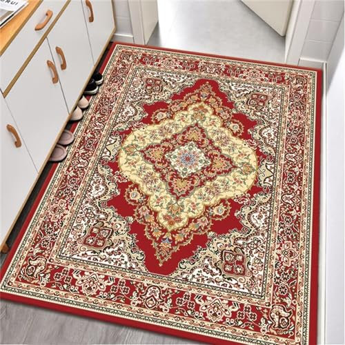 RUGMRZ Zimmer Teppichen Webteppich Rotes großes Muster Muster Dekoration Wohnzimmer Mitte Teppich ist pflegeleicht Teppich Bettvorleger 140X200CM