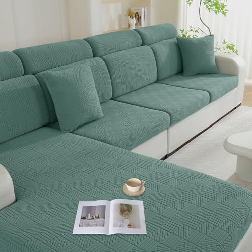 Ystyle Elastiskt Sofföverdrag, Kuddöverdrag, Stretch Sofföverdrag För Pet Soff Halkskydd Möbelöverdrag Maskintvättbar, Avtagbar Halkskydd Kuddfodral (Chaiselongue, Böngrön)