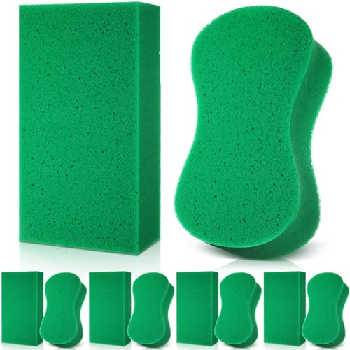 Tioncy 10 Pcs Large Sponge Bulk - Multipurpose Cleaning Sponge for Car Wash, Tile Grout, Boat Bail, Household Cleaning - 8.7 x 4.7 x 2.6 Inch